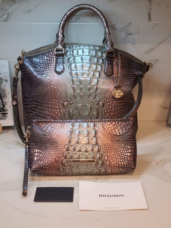 Brahmin Handbags - Brahmin Set Smoky Quartz Large Duxbury & Kayla Clutch With Tassel